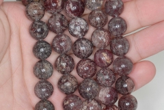 11mm Dark Red Strawberry Lepidocrocite Gemstone Grade AAA Round Loose Beads 7 inch Half Strand (90190551-726)
