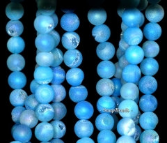 8MM Blue Mist Pixie Dust Druzy Gemstone, Blue, Round 8MM Loose Beads 15.5 inch Full Strand (90147425-208 )