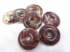 12pcs semiprecious gemstone pendant  Red jade stone picture jasper Agate White turquoise Donut Pi Donut Focal Pendant round beads 30mm