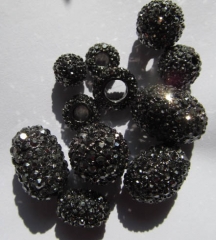 200pcs  hematite Pave Micro Rhinestone Brass Crystal Connector ,Rice Drum Rondelle Round bead