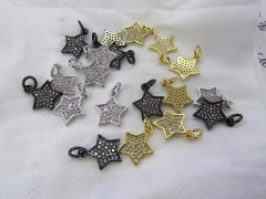 12pcs Bling Pave Micro Pave Diamond gunmetal Jewelry star Gold Silver Jewelry beads connector finding earrings 12-20mm