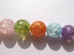 AA+ 2strands 4-16mm Natural Rainbow Crystal Quartz Gemstone Round Ball Rock cracked Beads jewelry for Make Necklace