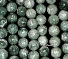 10mm Seraphinite Gemstone Green Grade A Round 10mm Loose Beads 7.5 inch Half Strand (90146973-255)