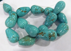 2strands 15x20mm turquoise gemstone freeform teardrop drop peach wholesale loose bead black turquoise beads