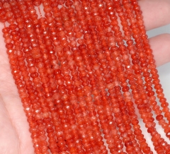 4x3mm Carnelian Red Jade Gemstone Light Faceted Rondelle Loose Beads 15 inch Full Strand (90182845-782)