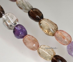 20x16-16x12mm Amethyst Citrine Smoky Rock Crystal Mix Quartz Gemstone Faceted Nugget Loose Beads 7.5 inch Half Strand (90191123-