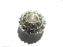 Large hole--20pcs 7x12mm Micro Pave CZ Spacer silver gold Brass Cubic Zirconia rondelle spacer beads crystal Findings