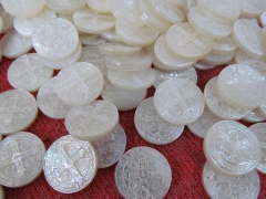 top drilled--12pcs 22 30mm Genuine MOP Shell ,Pearl Shell Virgin Mary round coin Cameo Caved cabochons jewelry beads