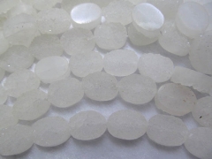 Drilled--10x14 12x16 13x18mm full strand Genuine Duzy Drusy Agate rectangle ablong oval egg clear white mixed Cabochon bead