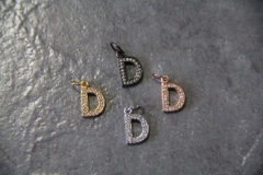 CZ Micro Pave Letter "D" Charm with Jump Ring