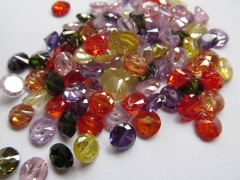 25%off--6mm 20pcs Muticolor Cubic Zirconia Beads, Jewelry Craft Supplies diamond round petal rainbow CZ jewelry