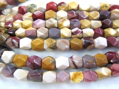 Indian Agate Oranger Yellow Jade Symphony Ocean Agate Gemstone earthy Brown Hexagon Barrel Cube faceted 12X10mm Full strand 16"