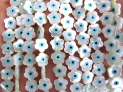 High Quality 28pcs 10mm Flower Petal Clove Shell Jewelry blue white mother of pearl shell Turkish evil eye Fluorial beads