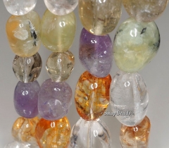 26x16-15x10mm Amethyst Citrine Prehnite Smoky Rock Crystal Mix Quartz Gemstone Nugget Loose Beads 7 inch Half Strand (90191004-B