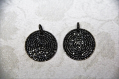 Black CZ Micro Pave 30mm Disc Pendant with CZ Bail