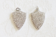 CZ Micro Pave 18x25mm Shield Pendant