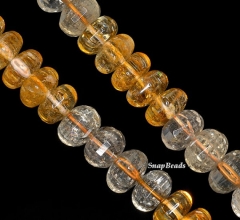 12x7mm Citrine Rock Crystal Mix Quartz Gemstone Faceted Rondelle Loose Beads 8 inch Half Strand (90144191-B32-561)