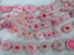 Druzy agate bead onyx stone 15-60mm full strand freeform slab round disc cherry pink red assorted jewelry bead