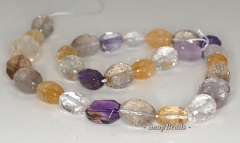 20x12-14x10mm Amethyst Citrine Smoky Rock Crystal Mix Quartz Gemstone Faceted Nugget Loose Beads 7.5 inch Half Strand (90191122-