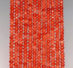 4x3mm Carnelian Red Jade Gemstone Light Faceted Rondelle Loose Beads 15 inch Full Strand (90182845-782)