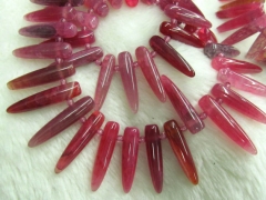 fashion genuine agate gemstone spikes sharp horn necklace cherry purple blue yellow black rainbow loose beads 20-50mm full stran