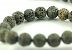 10mm Grey Green Volcanic Basaltic Lava Gemstone Round 10mm Loose Beads 16 inch Full Strand (90186687-766)