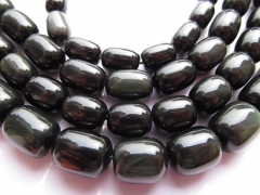 2strands 8-16mm high quality Geniune Rainbow Obsiidan gemstone barrel drum black obsidian beads
