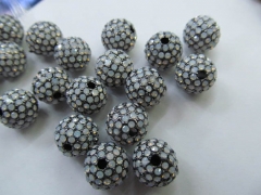 top quality 50pcs 6 8 10 12mm Bling Pave Opal Crystal Brass Spacer Round Ball Gunmetal Gold Antique silver Charm beads
