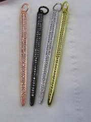 12pcs 55mm Pin Micro Pave Diamond Connectors, Pave Black Diamond CZ , Spikes Arrow Sharp moon ruby sapphire blue Pendant