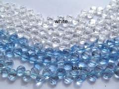 2 strands--Royal blue quartz rock crystal beads Clear white quartz teardrop faceted drop flat earrings beads 7-8mm
