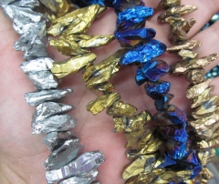 2strands 8-20mm titanium quartz rock quartz freeform chips nuggets spikes AB mystic gold silver brozne jewelry beads