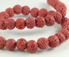 10mm Red Volcanic Basaltic Lava Gemstone Round 10mm Loose Beads 16 inch Full Strand (90186672-751)