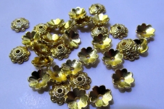 high quality 50pcs 6mm 18K Solid Gold cap bead flower spacer connector beads
