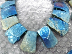 AB Mystic Pyrite Stone Electroplated Quartz Titanium Quartz Crystal Rainbow Gold Silver Blue Nuggets Rectangle Necklace 20-35mm