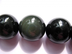 2strands 4-16mm Geniune Rainbow Obsiidan gemstone round ball black flashy evil obsidian beads