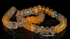 12x7mm Citrine Rock Crystal Mix Quartz Gemstone Faceted Rondelle Loose Beads 8 inch Half Strand (90144191-B32-561)