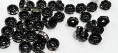 200pcs 4 -10mm Micro Pave Crystal spacer Brass European Bead Rondelle Pinwheel Buttone black jet mixed Findings