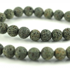 10mm Grey Green Volcanic Basaltic Lava Gemstone Round 10mm Loose Beads 16 inch Full Strand (90186687-766)