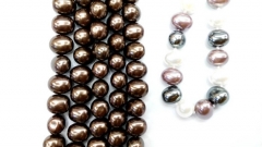 gorgeous Pearl bead 10x14mm full strand freeform egg nugget brown coffee mixed Necklace gemstone Loose bead pearl necklace