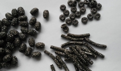 Wholesale 300pcs 6-30mm,Micro Pave Crystal Connector Shamballa beads, Micro Pave Crystal Black Findings Charm, Round Bar Barrel