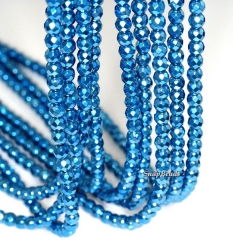 4mm Blue Hematite Gemstone Blue Faceted Round 4mm Loose Beads 16 inch Full Strand (90147032-148)