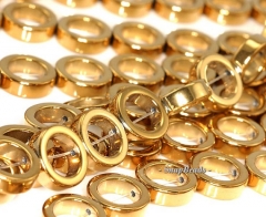 12mm Gold Hematite Gemstone Yellow Gold Halo Circle 12mm Loose Beads 7 inch Half Strand (90147204-148)