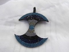 Sapphire blue Diamond Crystal Eyes Micro Crystal Pave Diamond Pendant gunmetal Jewelry Focal Monn Nugget Evil Jewelry beads 20-5