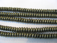 2strands genuine Raw pyrite crystal round rondelle heishi polished iron gold pyrite beads 4x6 5x8 6x10mm