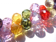 64pcs handmade cubic zircnoia bracelet CZ drop teadrop peach faceted rainbow mixed beads 4x6 5x7 6x9mm