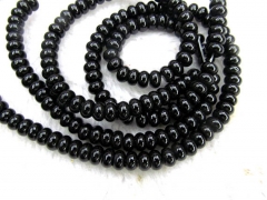 2strands 4x6mm Genuine black agate onyx round rondelle abacus Loose beads 16" strand 8-16mm