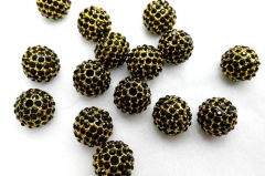 100pcs 6-14mm micro pave bling disco ball round spacer bead Round Hematite Gunmetal Antique Silver Gold gunmetal Finding