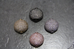 CZ Micro Pave 25mm Puffy Disc Beads