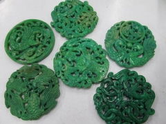 Wholesale 6pcs 70mm Ancient Jade Pendant handmade Rare Animal butterfly Green Assortment focal beads--double carved