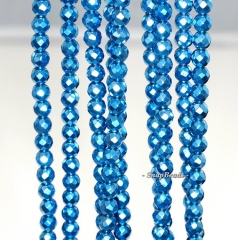 4mm Blue Hematite Gemstone Blue Faceted Round 4mm Loose Beads 16 inch Full Strand (90147032-148)